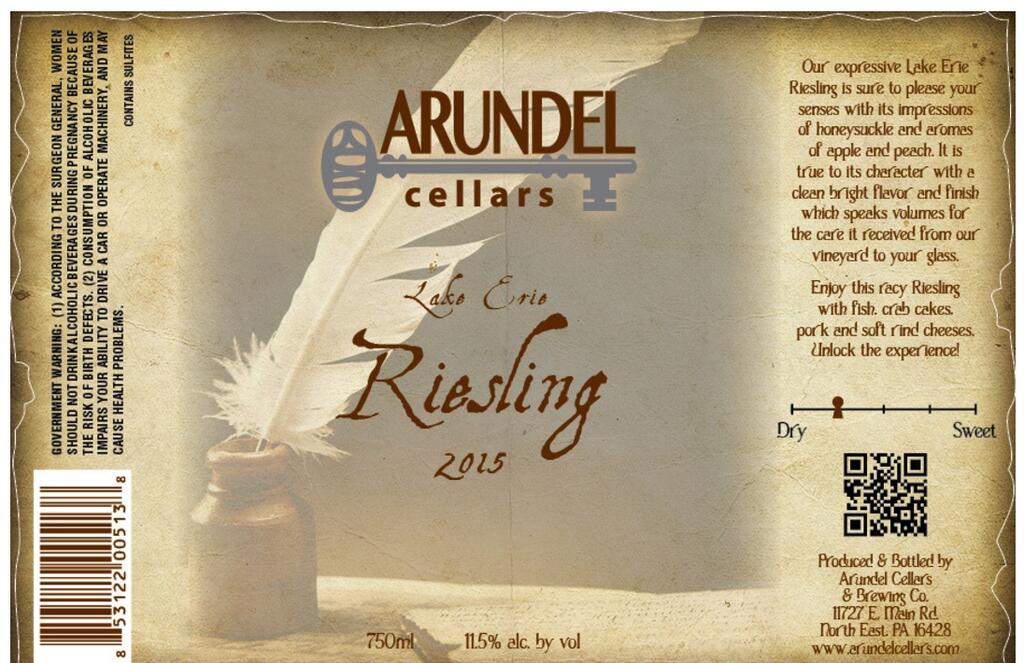 Arundel Cellars & Brewing Company Riesling Bottle Preview