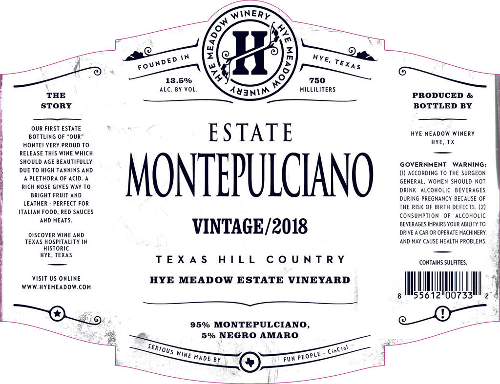 2018 Estate Montepulciano Bottle